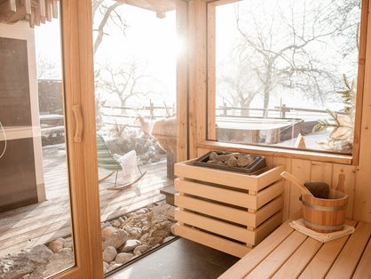 Die private Sauna am Chalet genießen