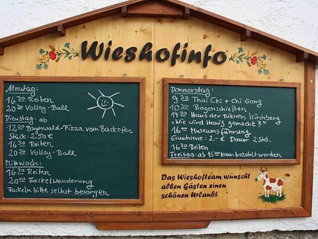 Wochenprogramm auf dem Wieshof in Kirchberg im Bayerischen Wald
